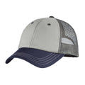 District Tri-Tone Mesh Back Cap DT616 - Chrome/ New Navy/ Charcoal - front
