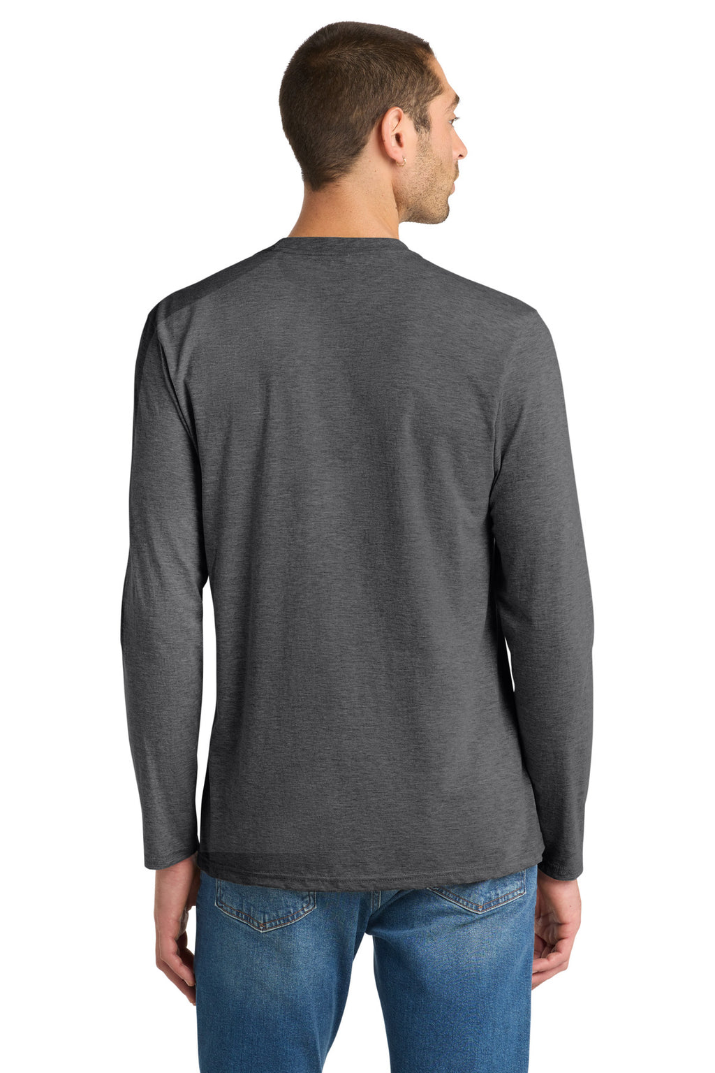 District Very Important Tee Long Sleeve. DT6200 - Heathered Charcoal - back
