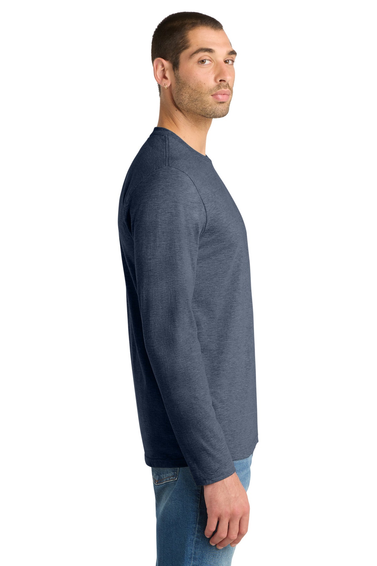 District Very Important Tee Long Sleeve. DT6200 - Heathered Navy - side
