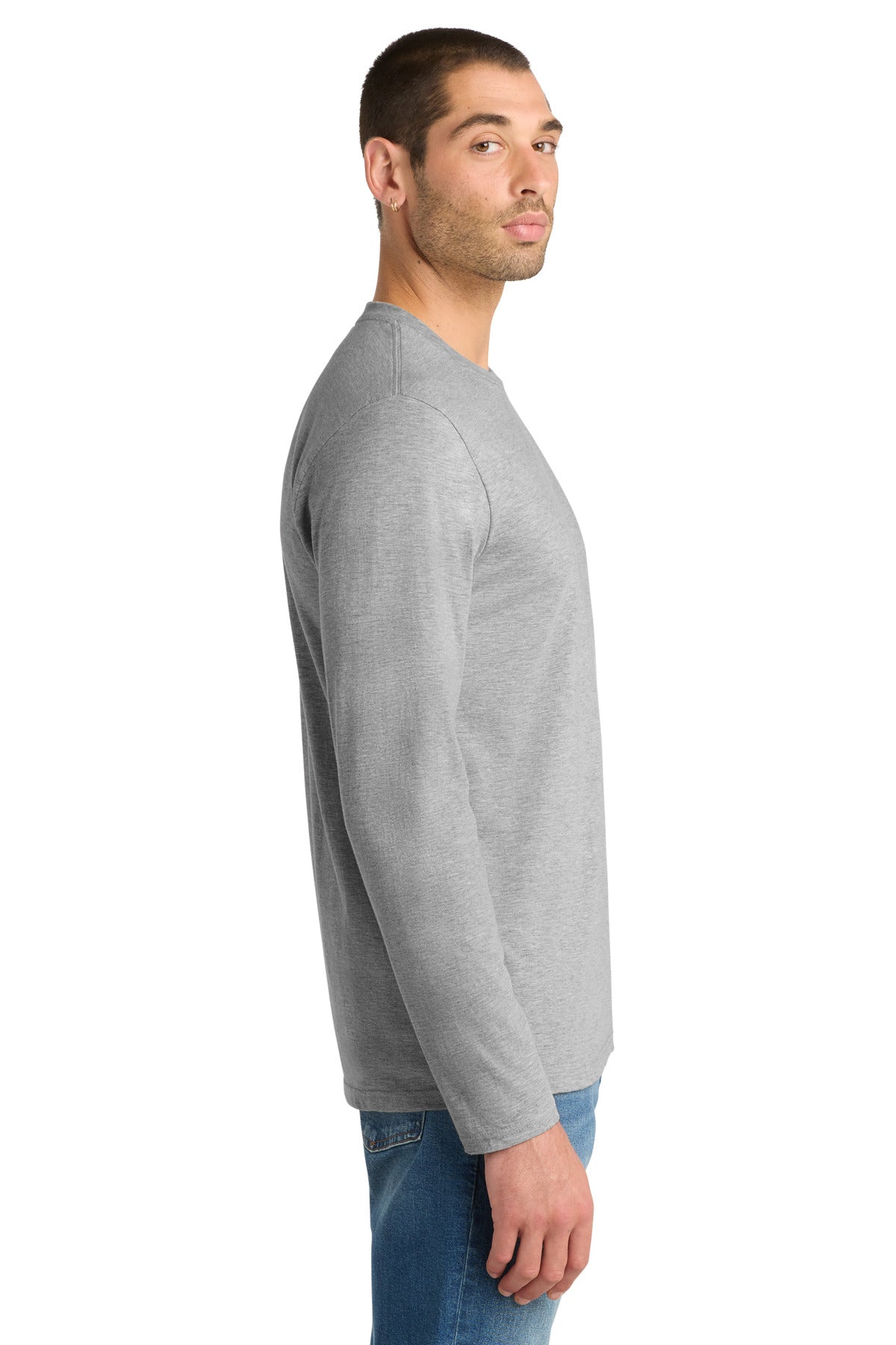 District Very Important Tee Long Sleeve. DT6200 - Light Heather Grey - side
