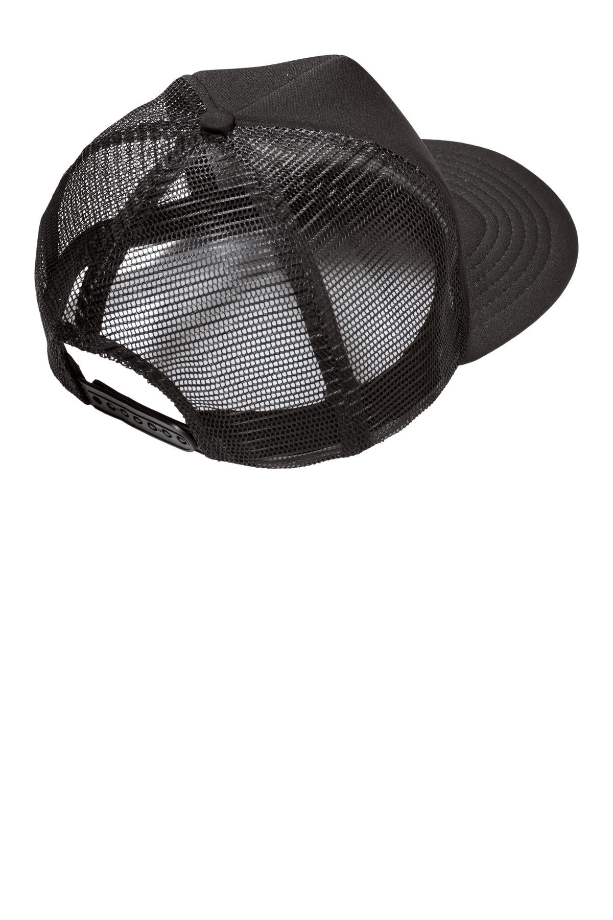District Flat Bill Snapback Trucker Cap. DT624 - Black - back
