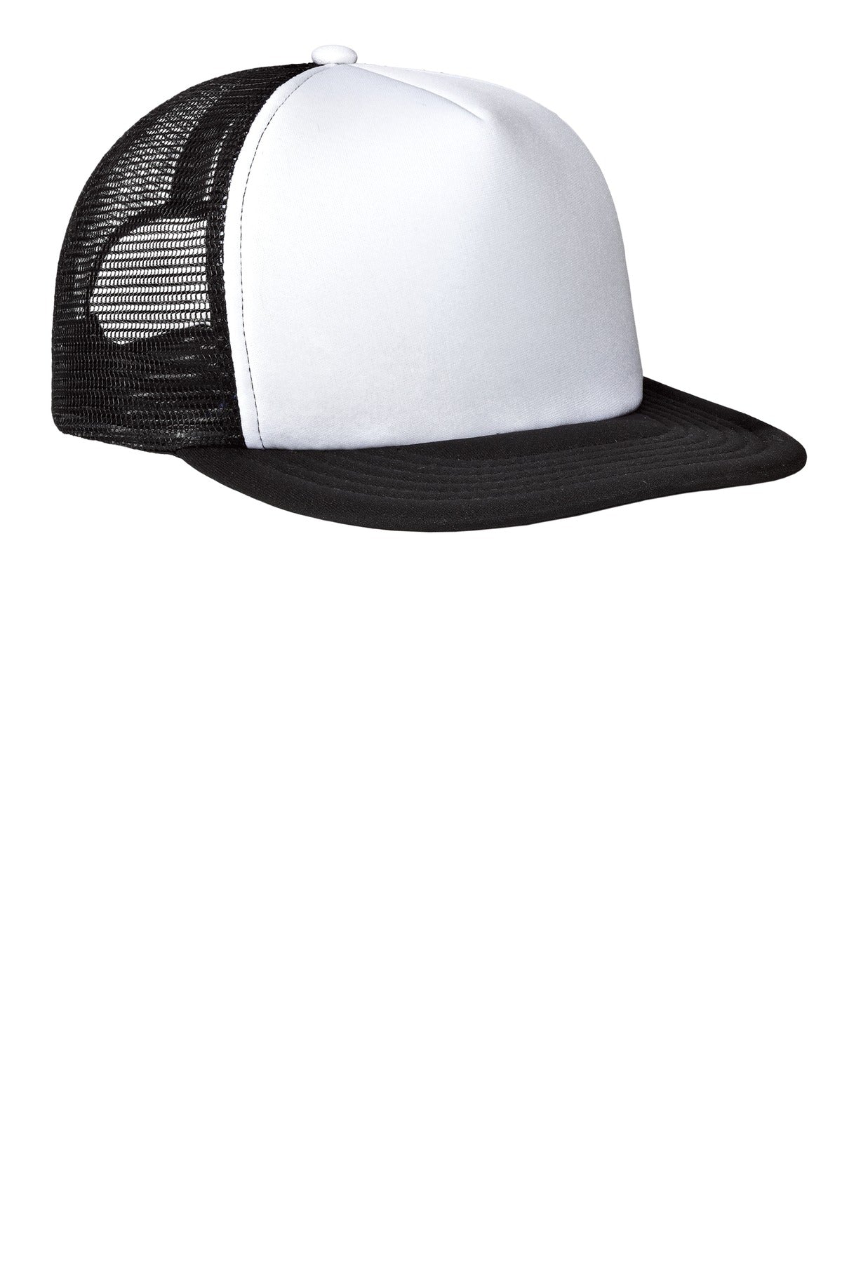 District Flat Bill Snapback Trucker Cap. DT624 - White - front