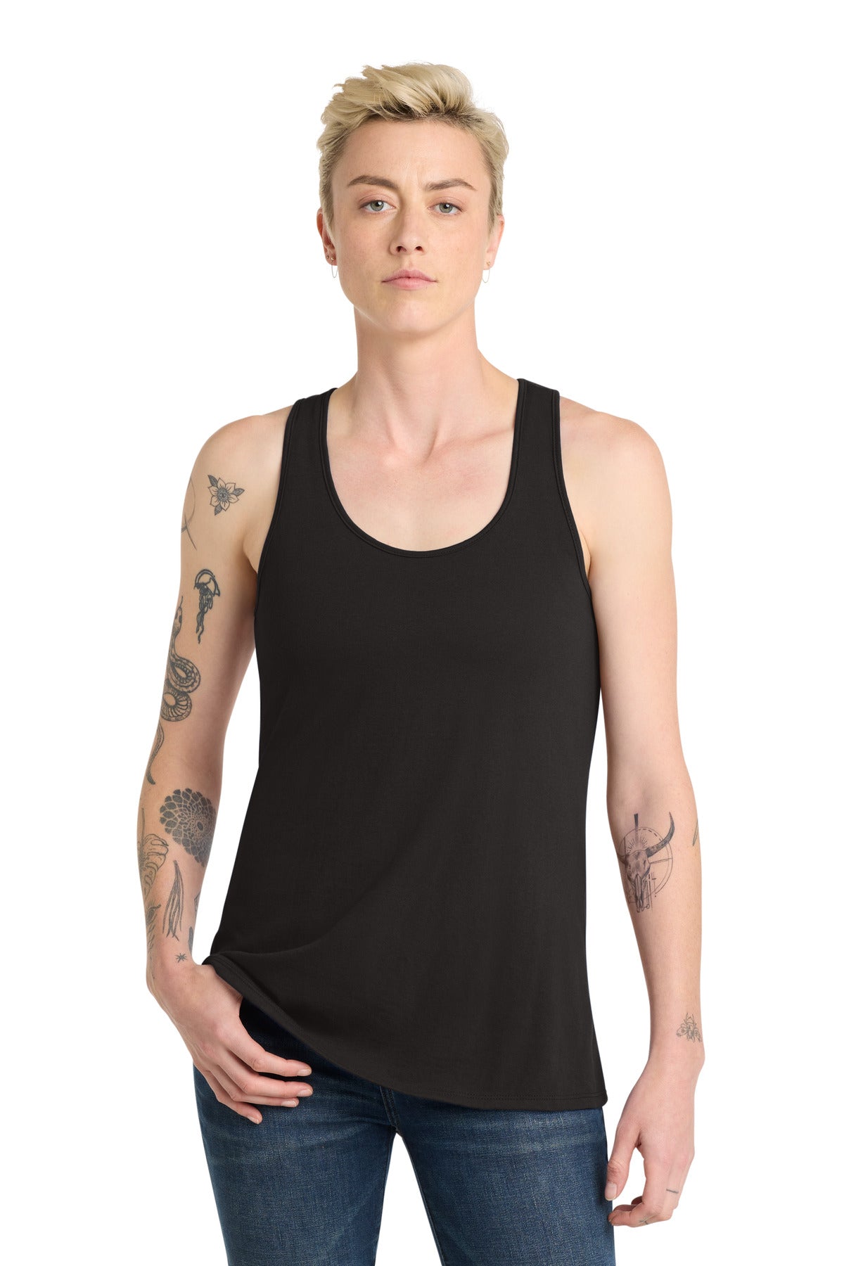 District Women's V.I.T. Racerback Tank     DT6302 - Black - front