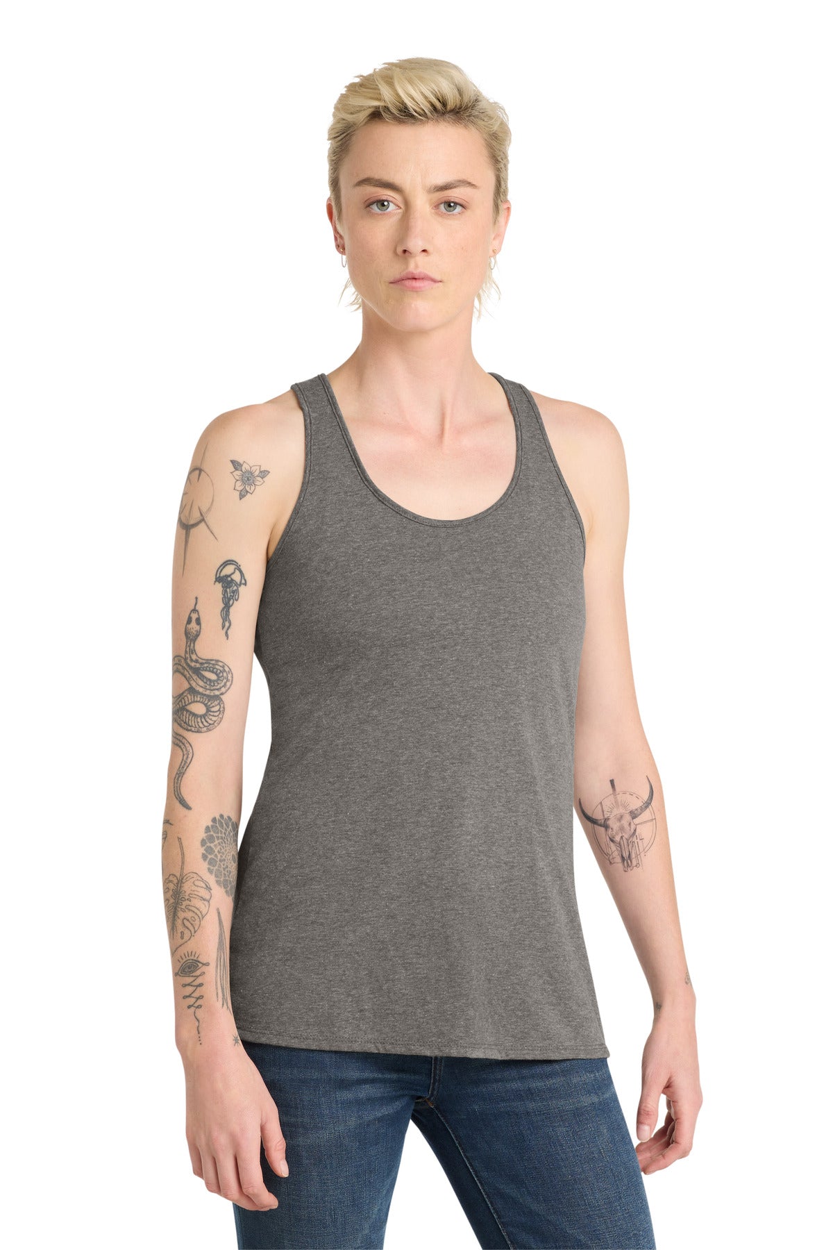 District Women's V.I.T. Racerback Tank     DT6302 - Grey Frost - front