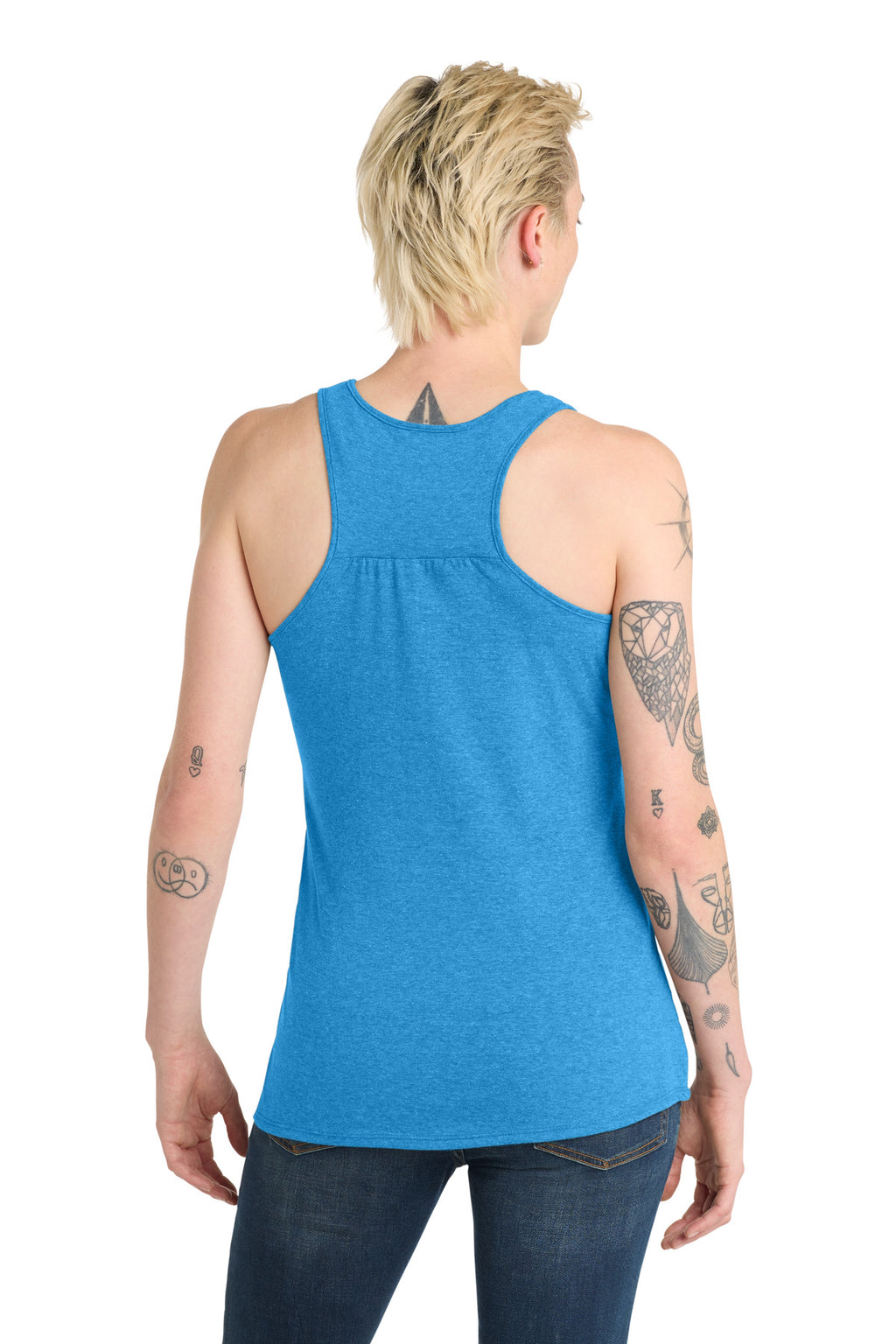 District Women's V.I.T. Racerback Tank     DT6302 - Heathered Bright Turquoise - back