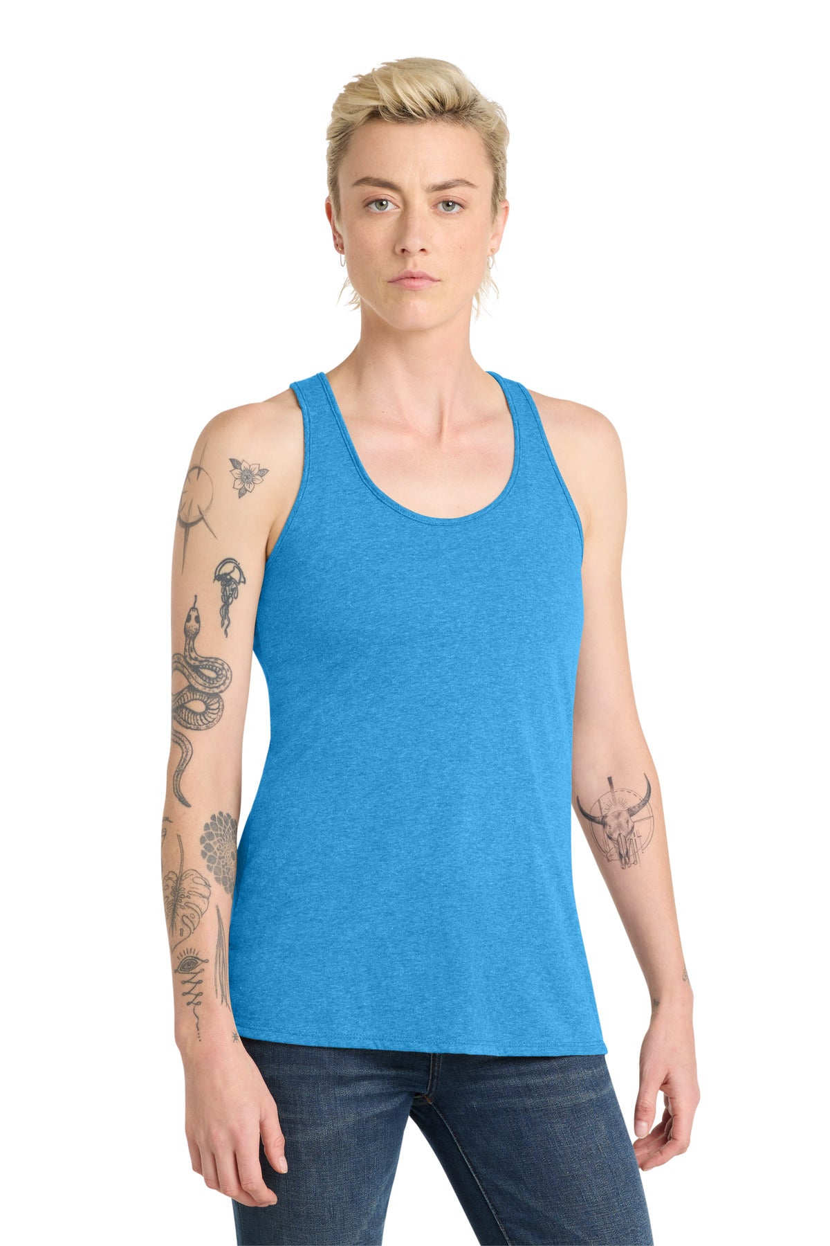 District Women's V.I.T. Racerback Tank     DT6302 - Heathered Bright Turquoise - front