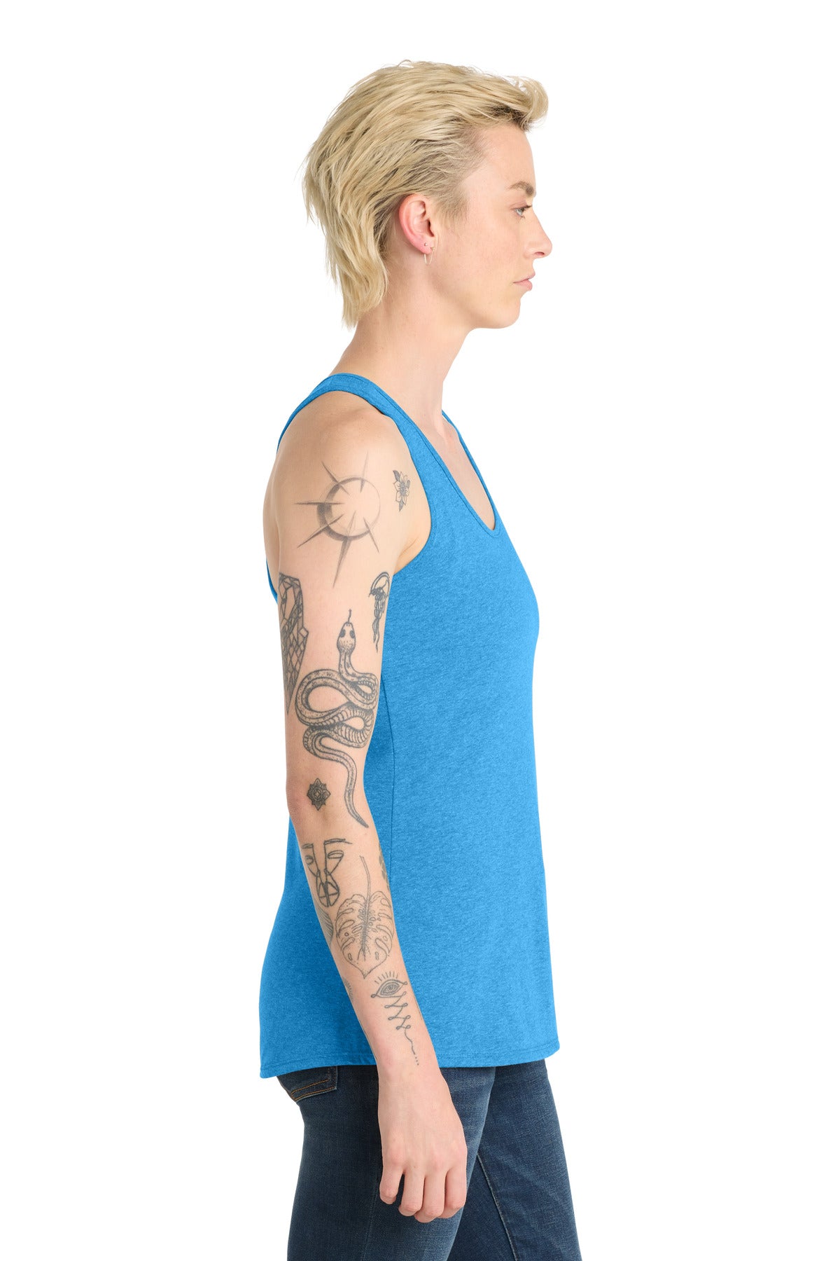 District Women's V.I.T. Racerback Tank     DT6302 - Heathered Bright Turquoise - side
