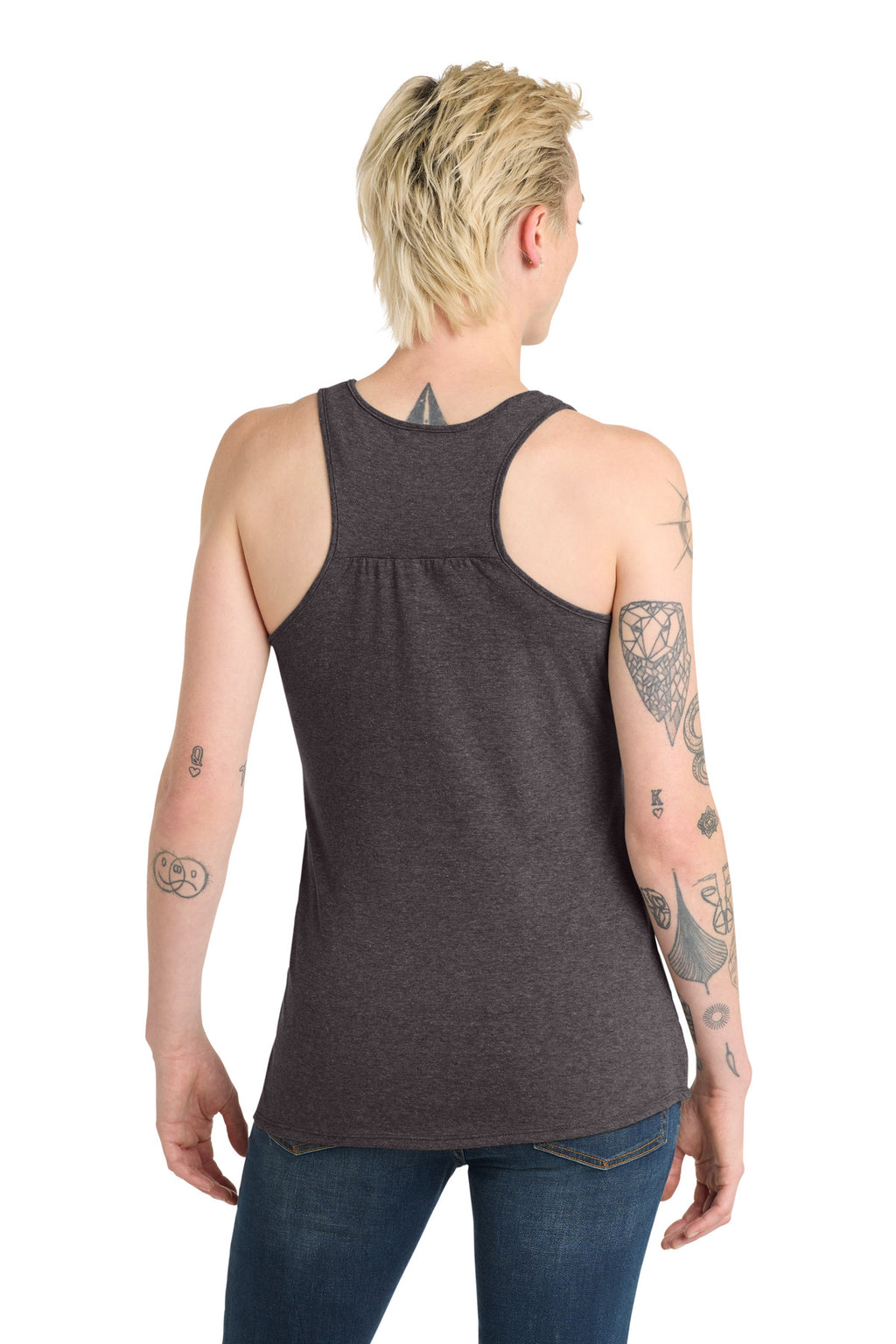 District Women's V.I.T. Racerback Tank     DT6302 - Heathered Charcoal - back
