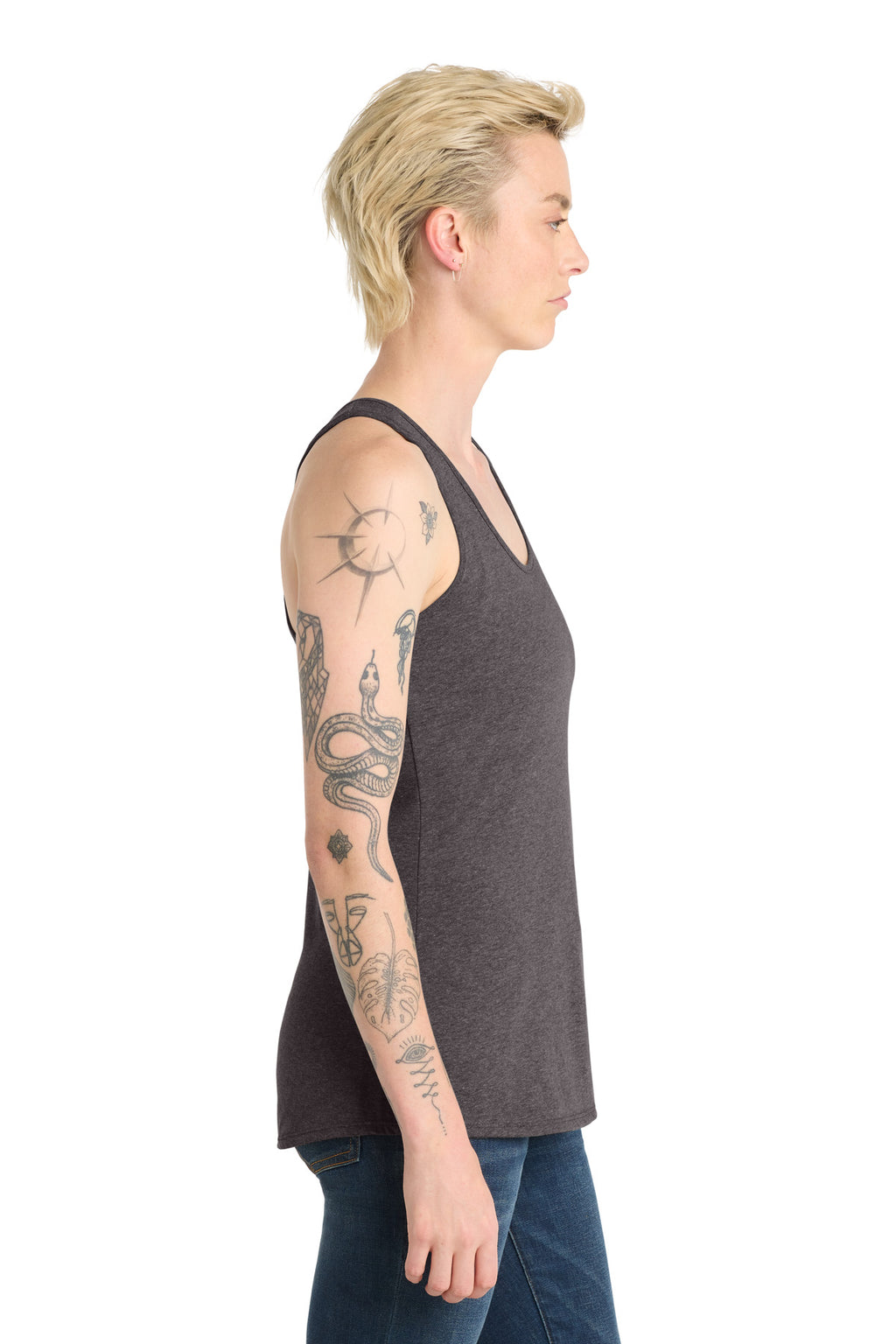 District Women's V.I.T. Racerback Tank     DT6302 - Heathered Charcoal - side