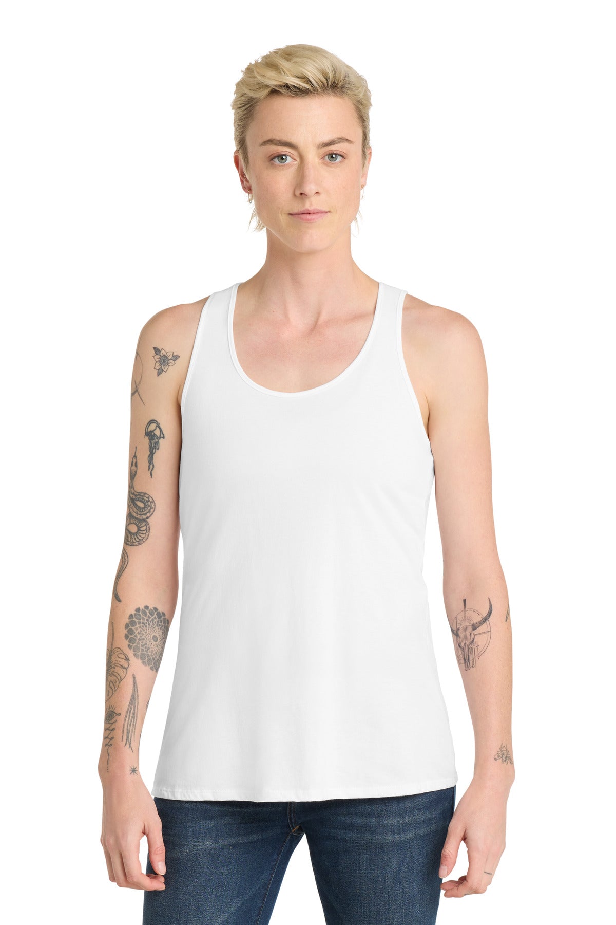 District Women's V.I.T. Racerback Tank     DT6302 - White - front