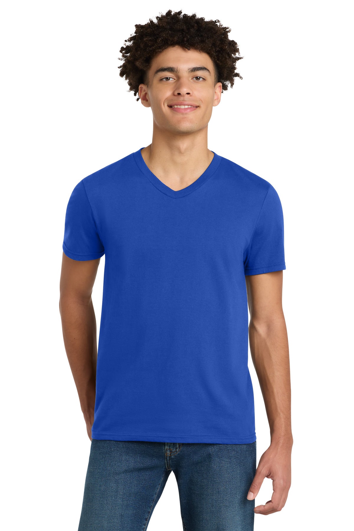District Very Important Tee V-Neck. DT6500 - Deep Royal - front