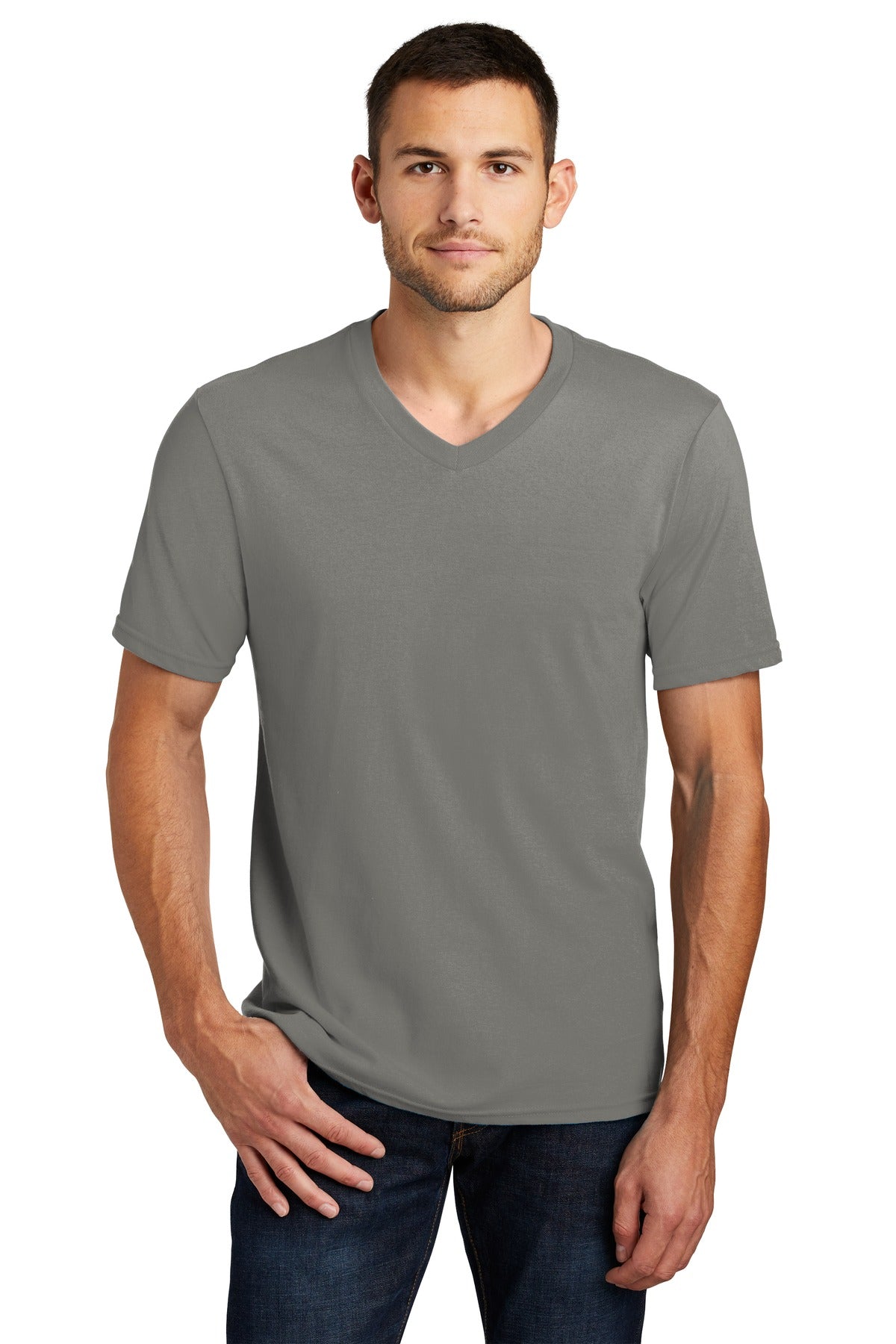 District Very Important Tee V-Neck. DT6500 - Grey - front