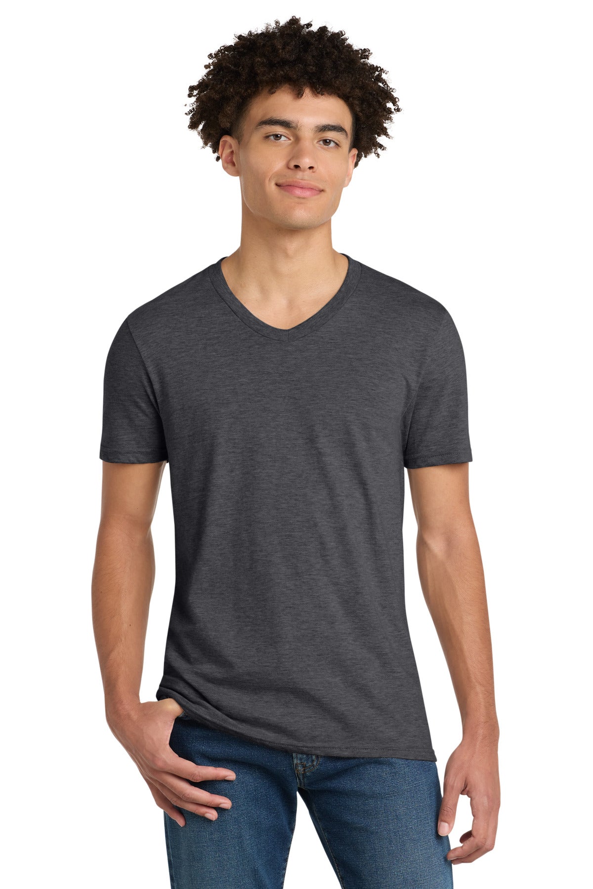 District Very Important Tee V-Neck. DT6500 - Heathered Charcoal - front