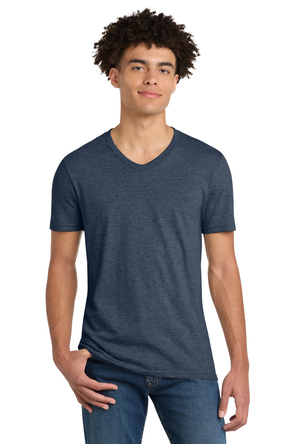 District Very Important Tee V-Neck. DT6500 - Heathered Navy - front