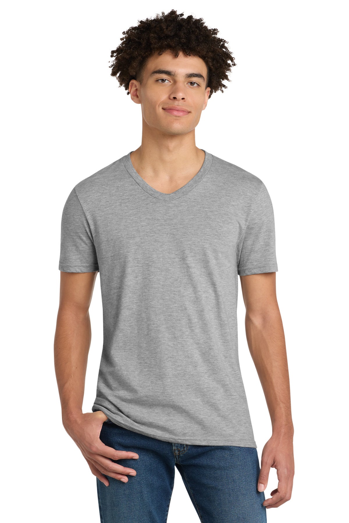 District Very Important Tee V-Neck. DT6500 - Light Heather Grey - front
