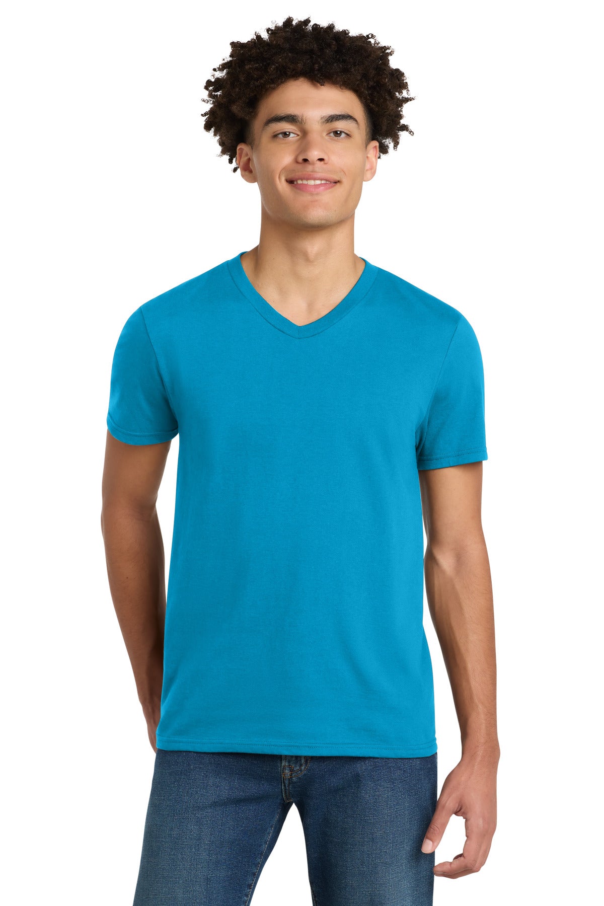 District Very Important Tee V-Neck. DT6500 - Light Turquoise - front