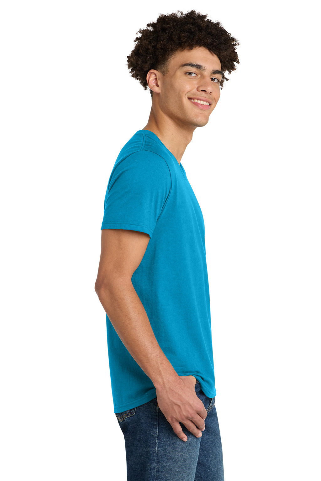 District Very Important Tee V-Neck. DT6500 - Light Turquoise - side