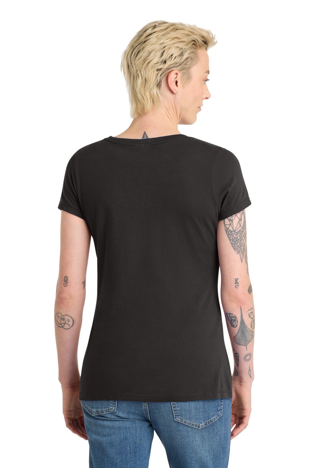 District Women's Very Important Tee V-Neck. DT6503 - Black - back
