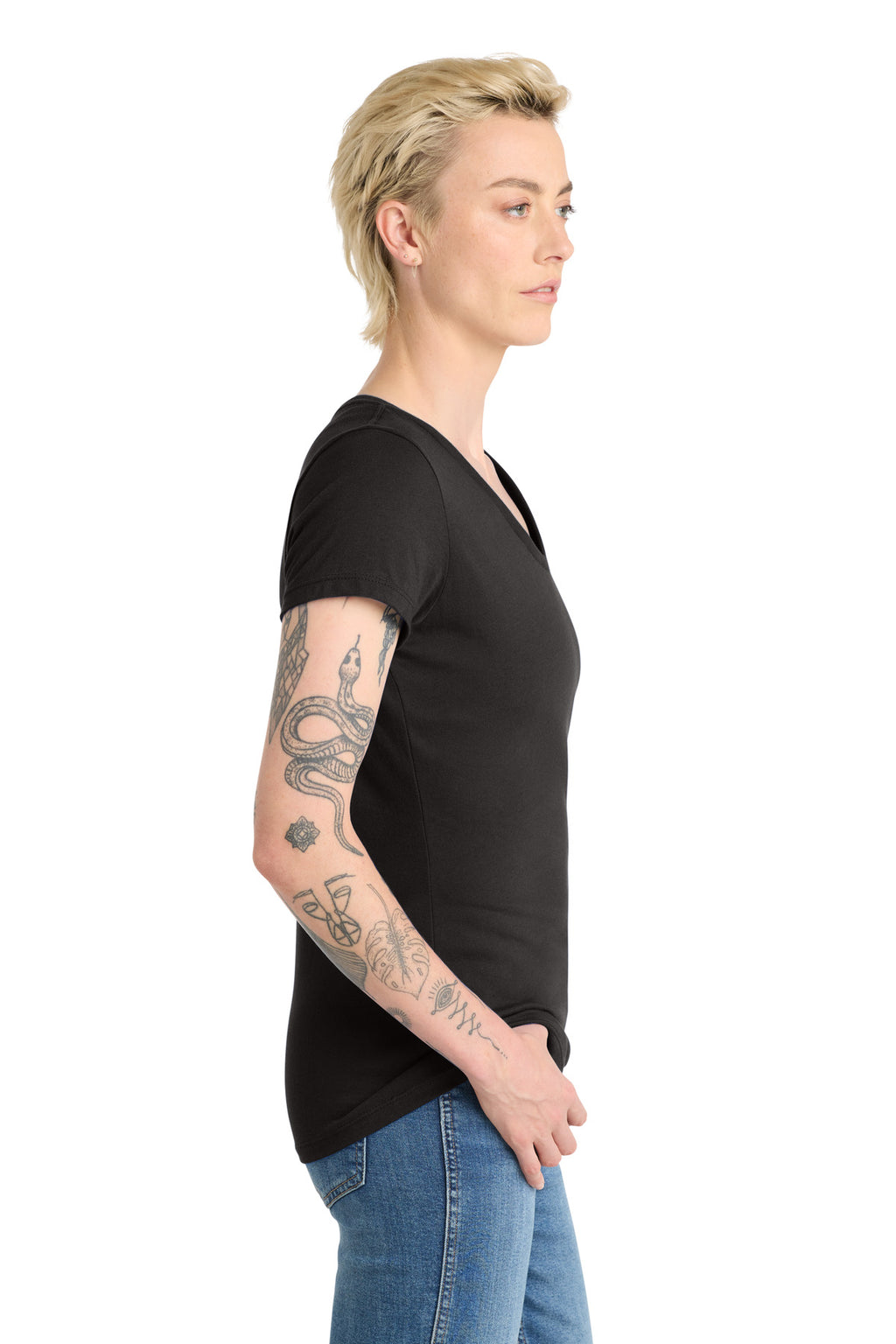District Women's Very Important Tee V-Neck. DT6503 - Black - side