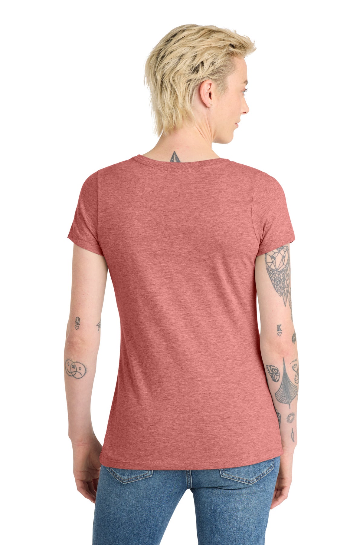 District Women's Very Important Tee V-Neck. DT6503 - Blush Frost - back