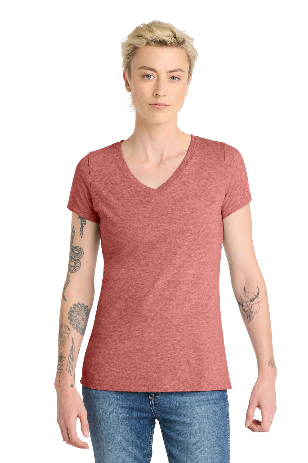 District Women's Very Important Tee V-Neck. DT6503 - Blush Frost - front