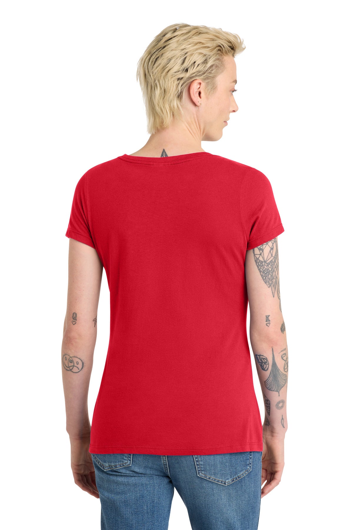District Women's Very Important Tee V-Neck. DT6503 - Classic Red - back