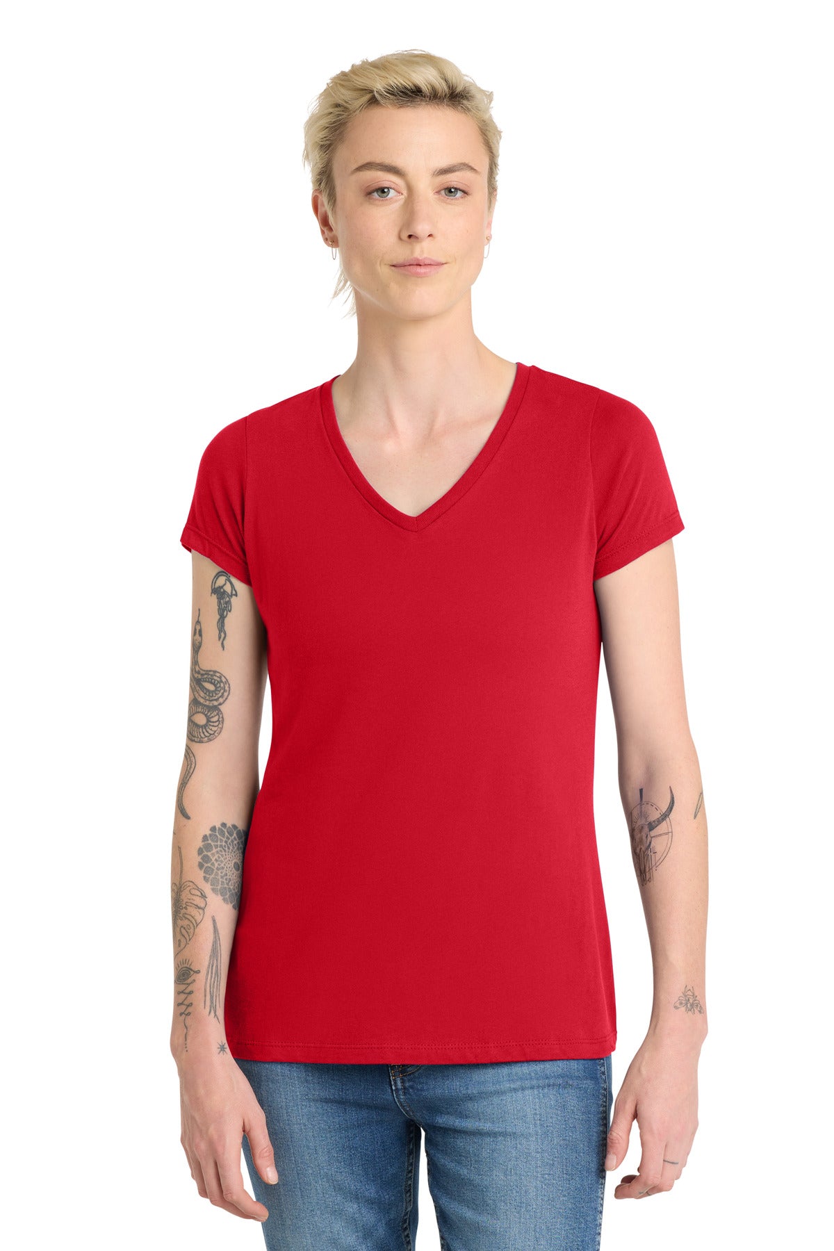 District Women's Very Important Tee V-Neck. DT6503 - Classic Red - front