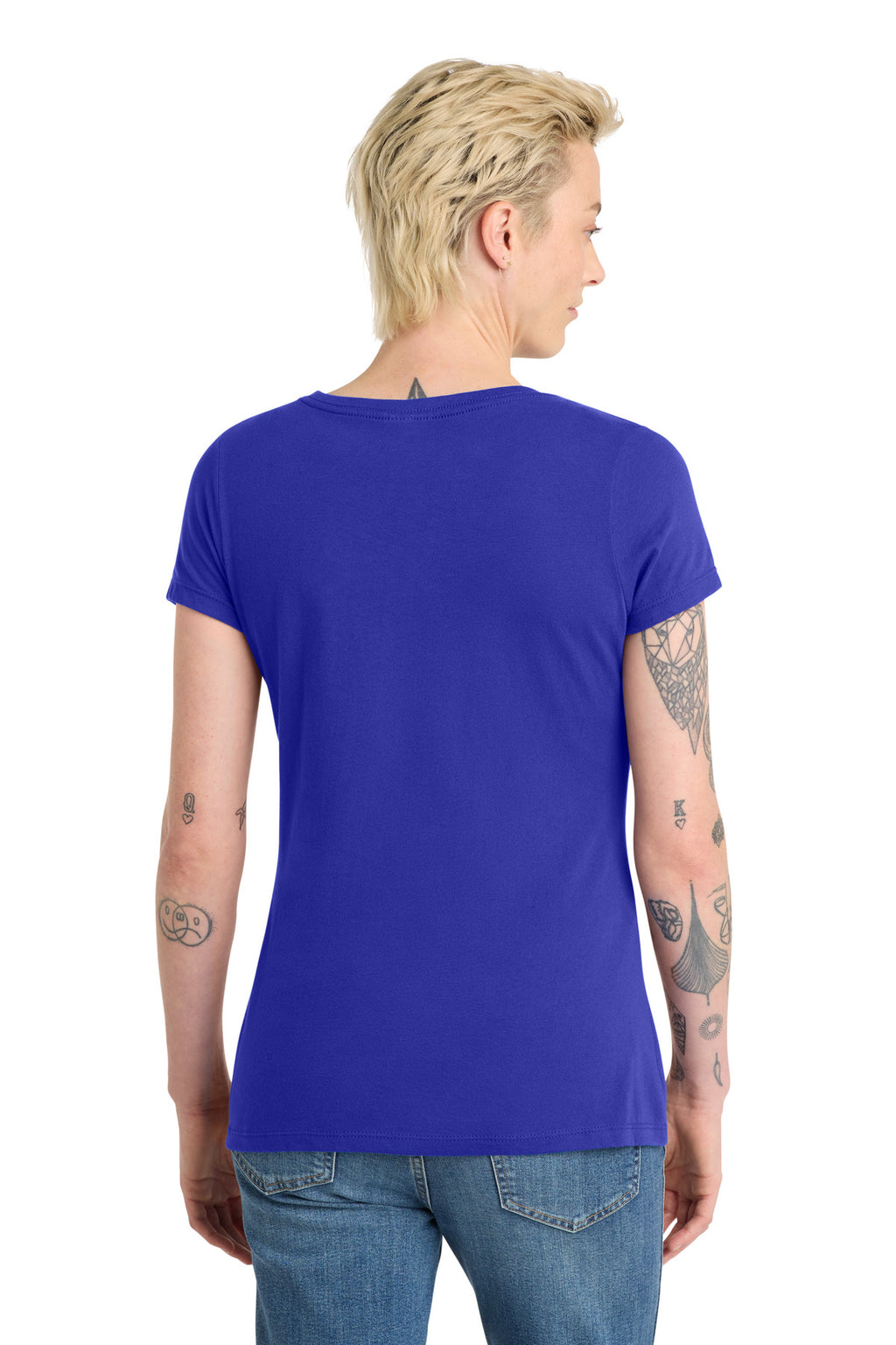 District Women's Very Important Tee V-Neck. DT6503 - Deep Royal - back