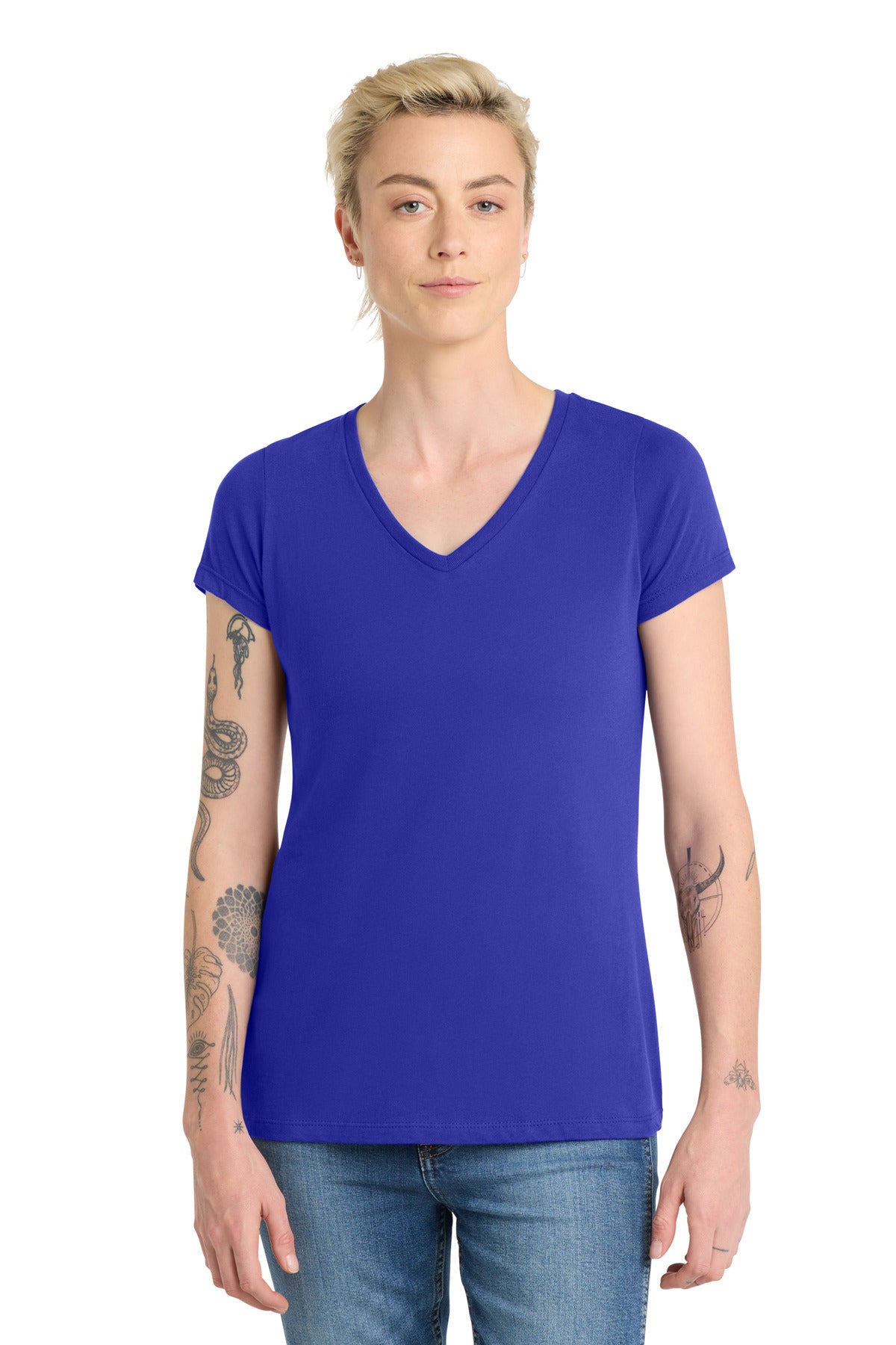 District Women's Very Important Tee V-Neck. DT6503 - Deep Royal - front