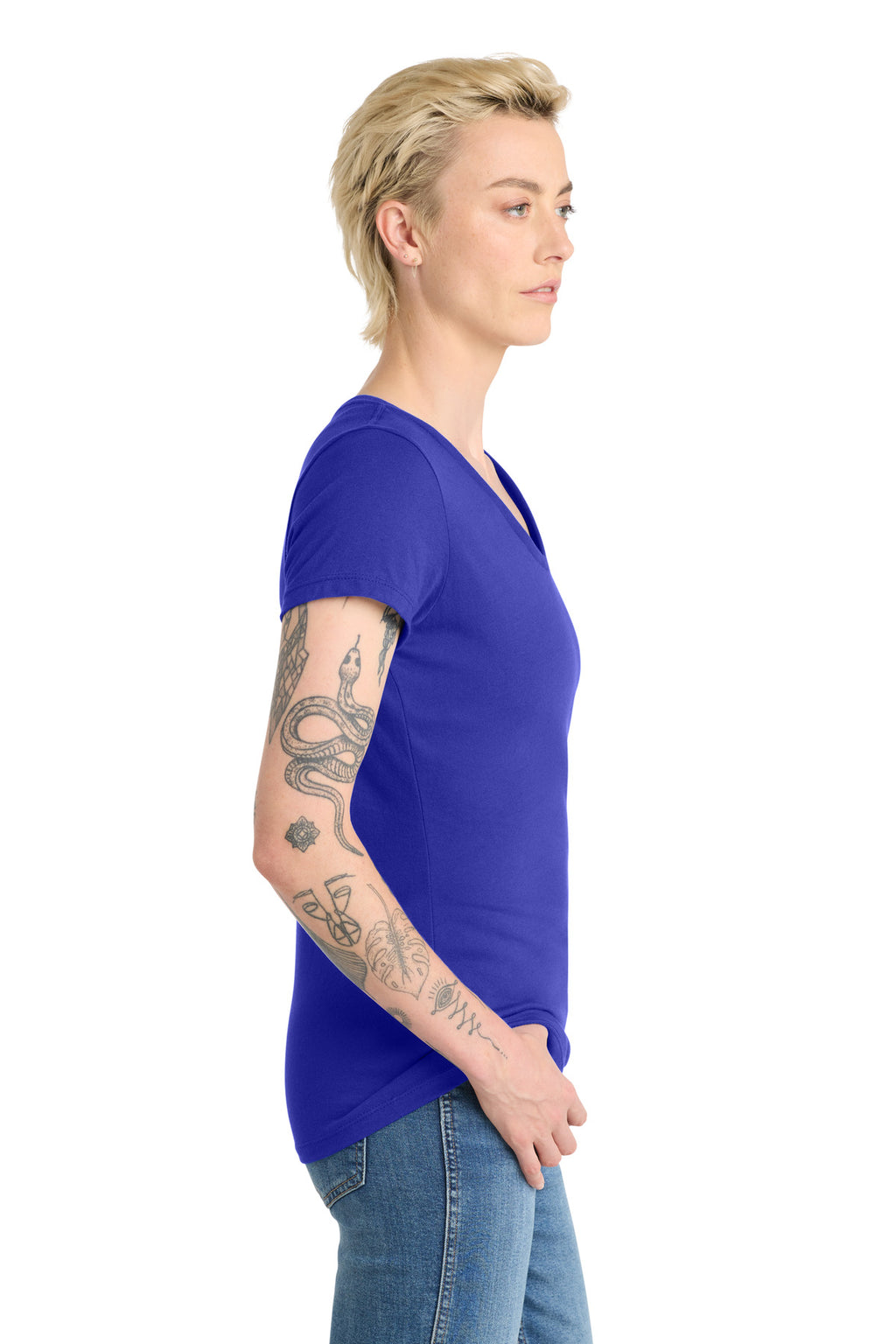 District Women's Very Important Tee V-Neck. DT6503 - Deep Royal - side