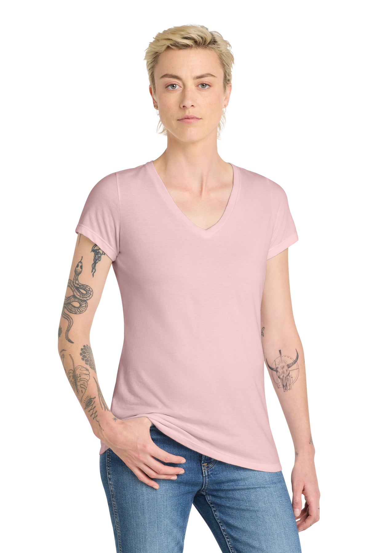District Women's Very Important Tee V-Neck. DT6503 - Dusty Lavender - front
