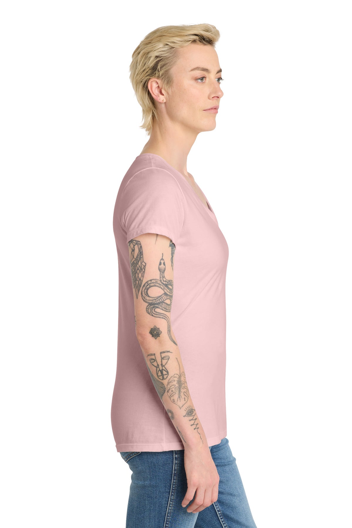District Women's Very Important Tee V-Neck. DT6503 - Dusty Lavender - side