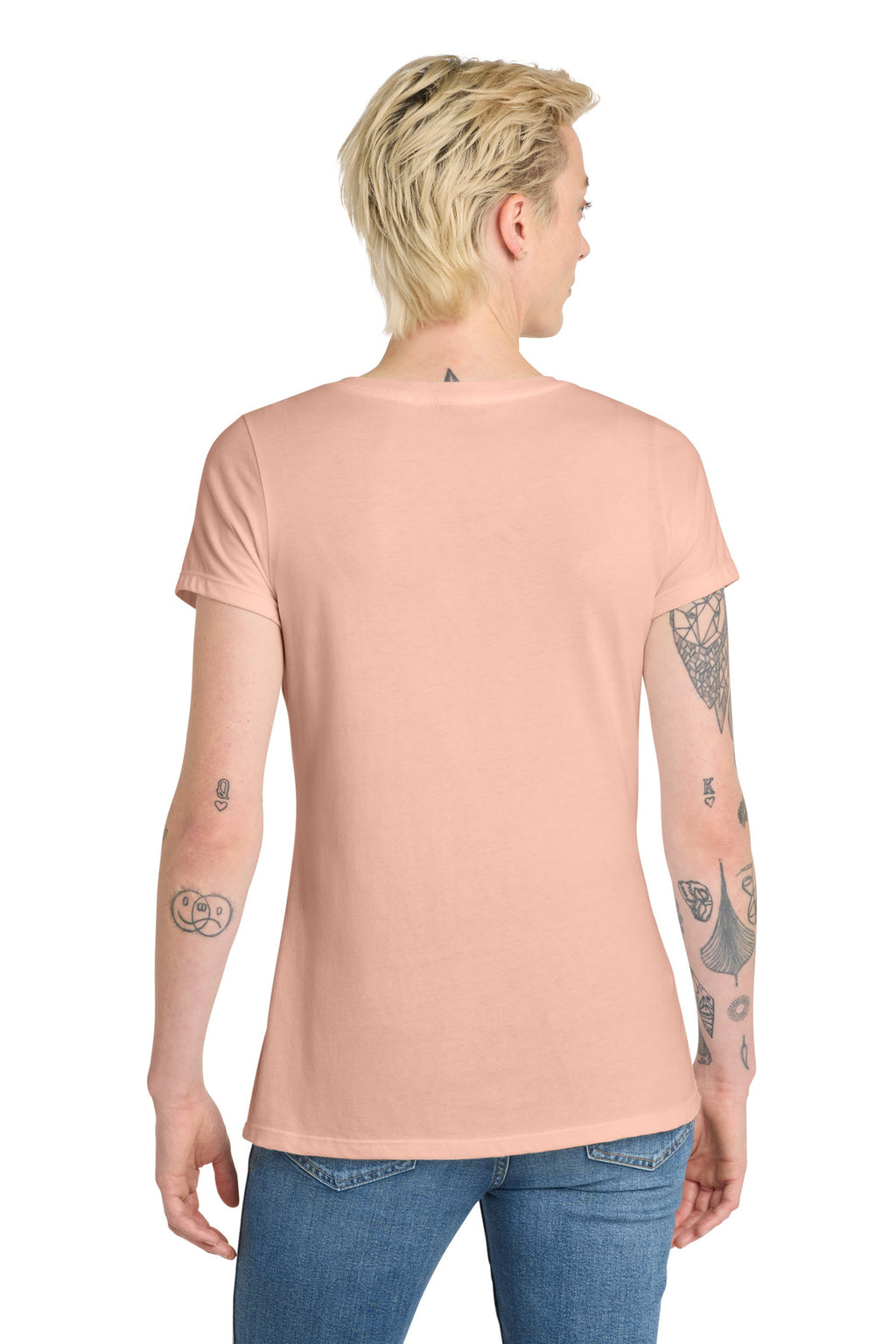 District Women's Very Important Tee V-Neck. DT6503 - Dusty Peach - back