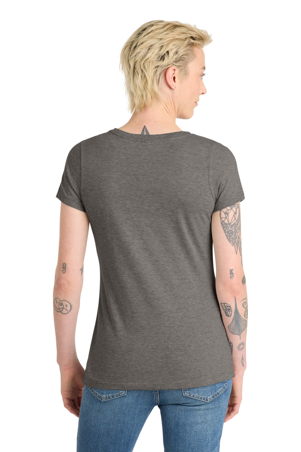 District Women's Very Important Tee V-Neck. DT6503 - Grey Frost - back