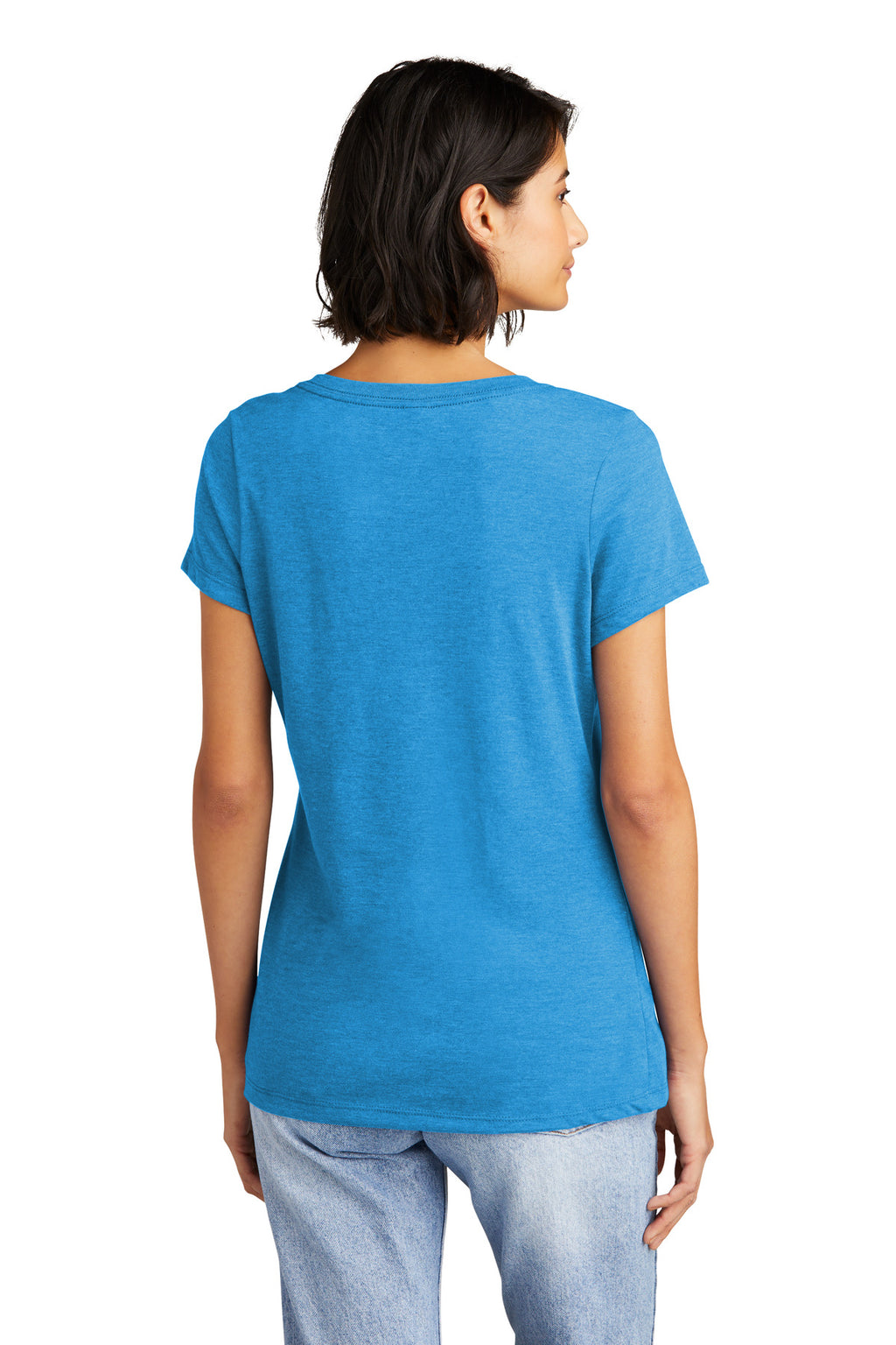 District Women's Very Important Tee V-Neck. DT6503 - Heathered Bright Turquoise - back