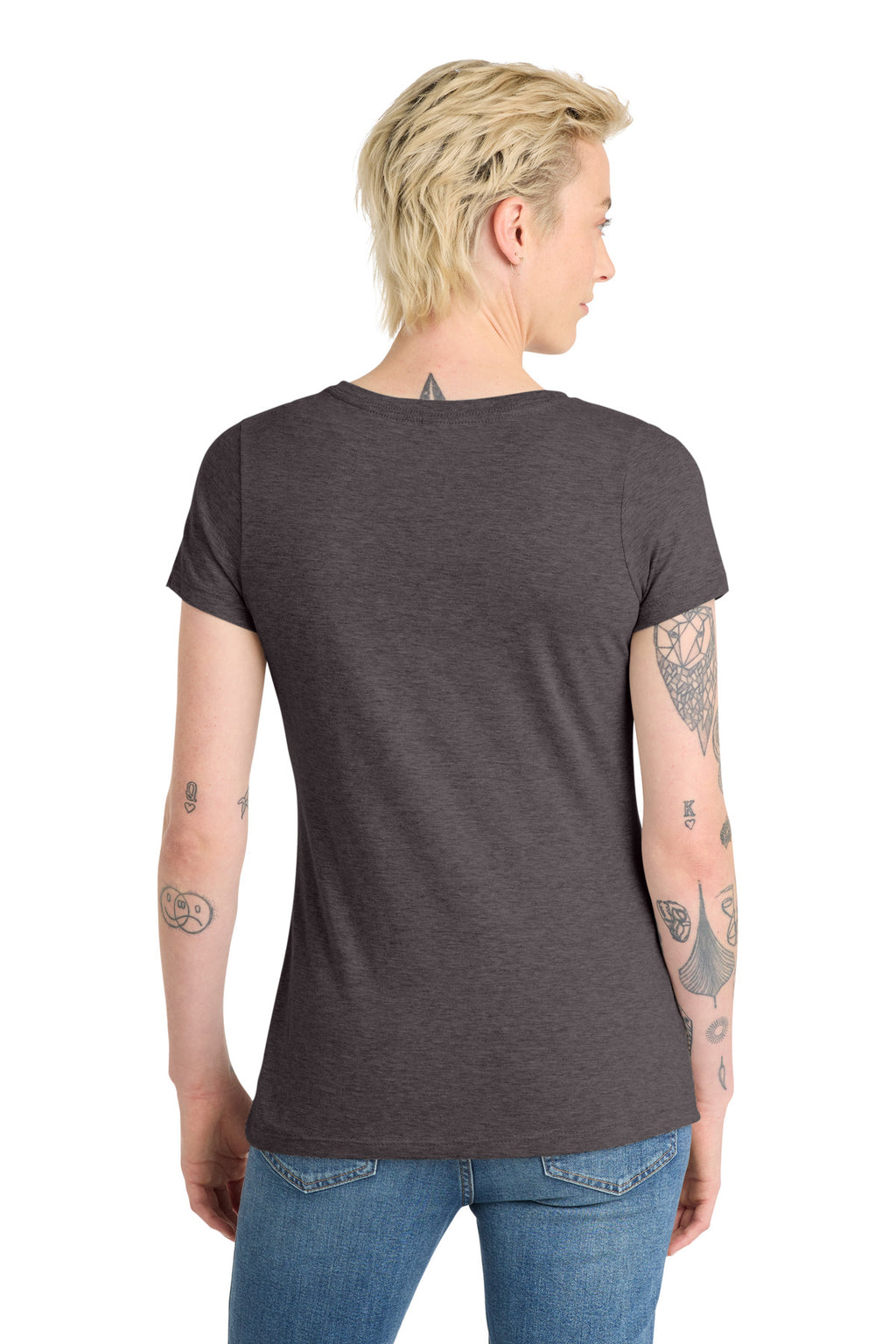 District Women's Very Important Tee V-Neck. DT6503 - Heathered Charcoal - back