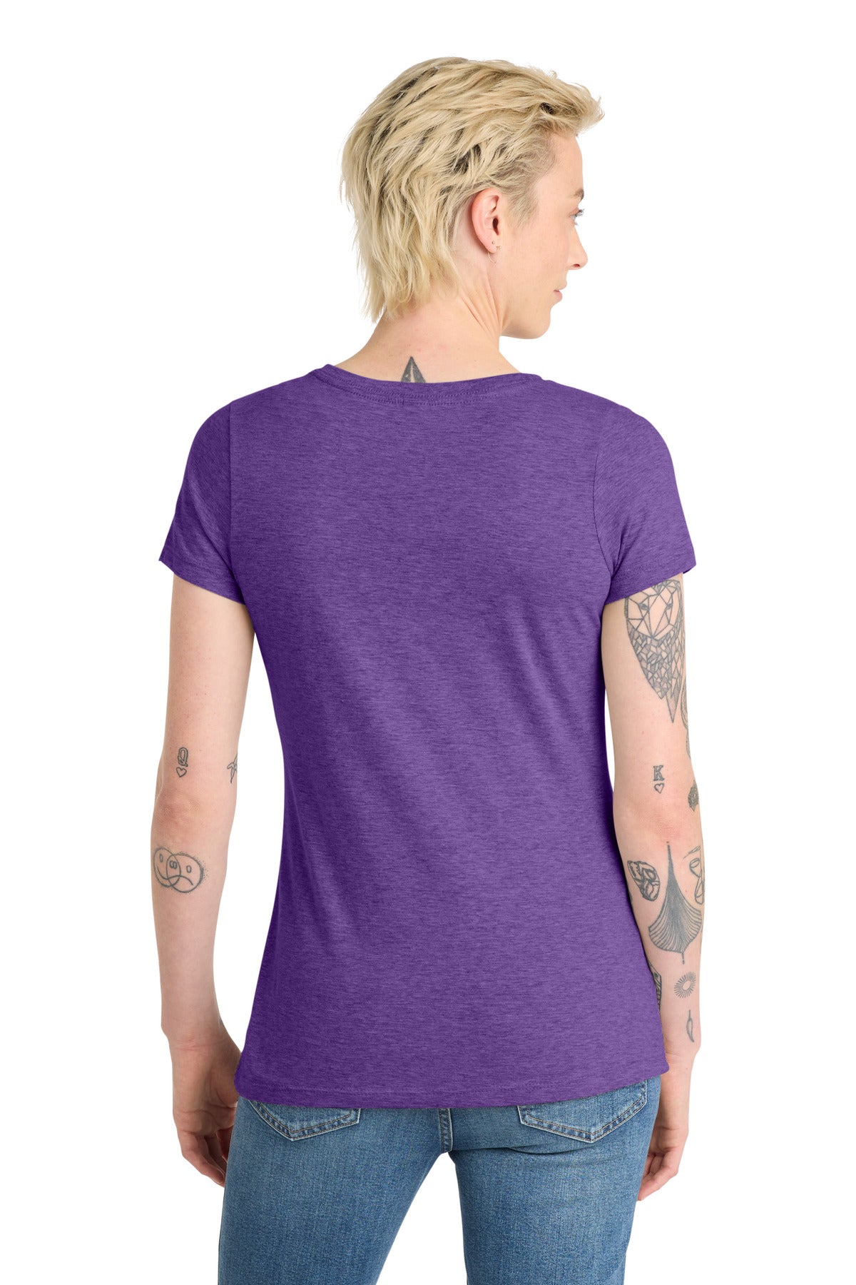 District Women's Very Important Tee V-Neck. DT6503 - Heathered Purple - back