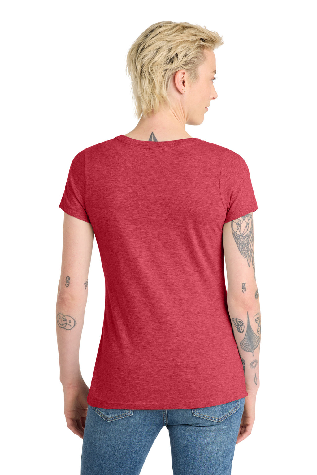 District Women's Very Important Tee V-Neck. DT6503 - Heathered Red - back