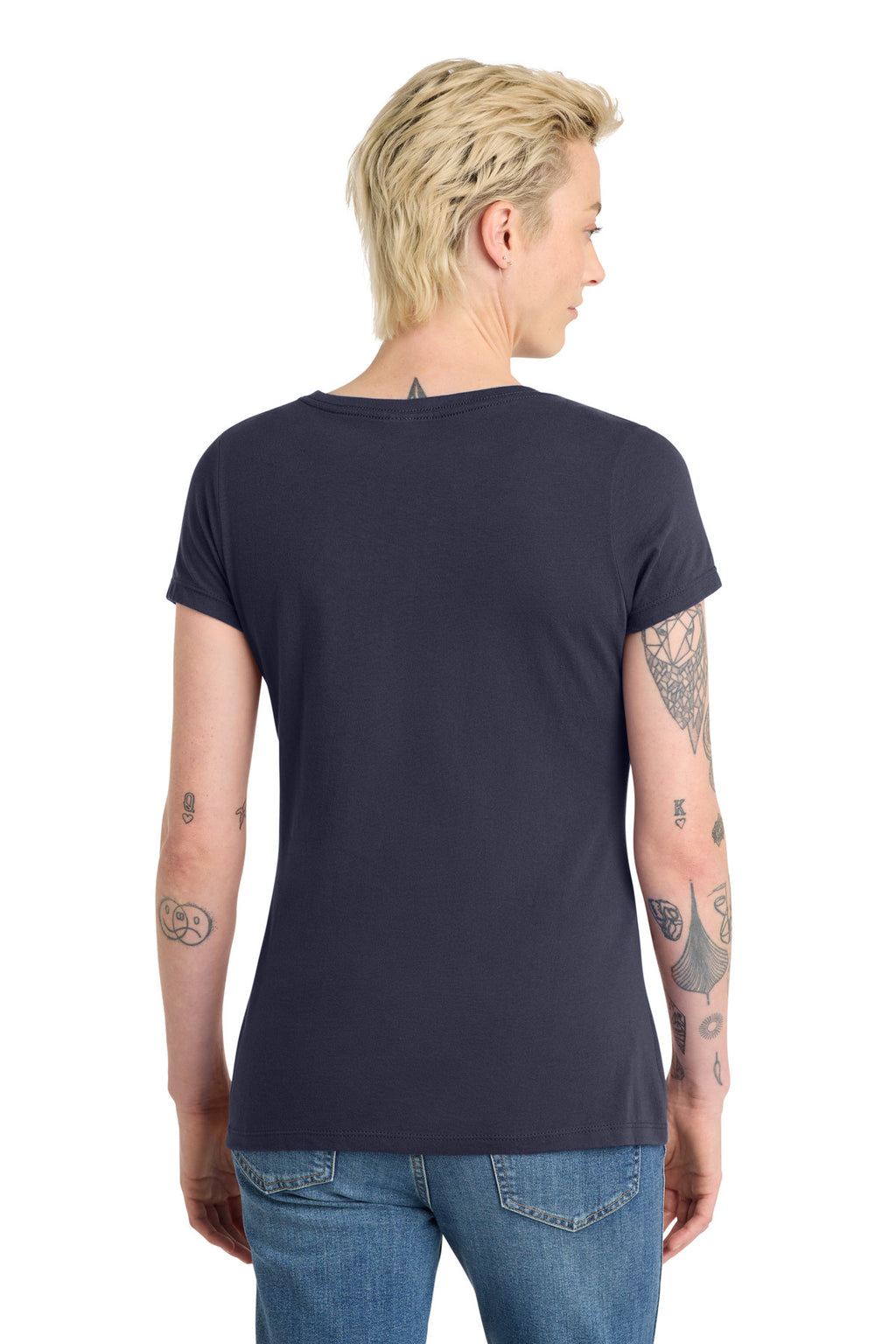 District Women's Very Important Tee V-Neck. DT6503 - New Navy - back
