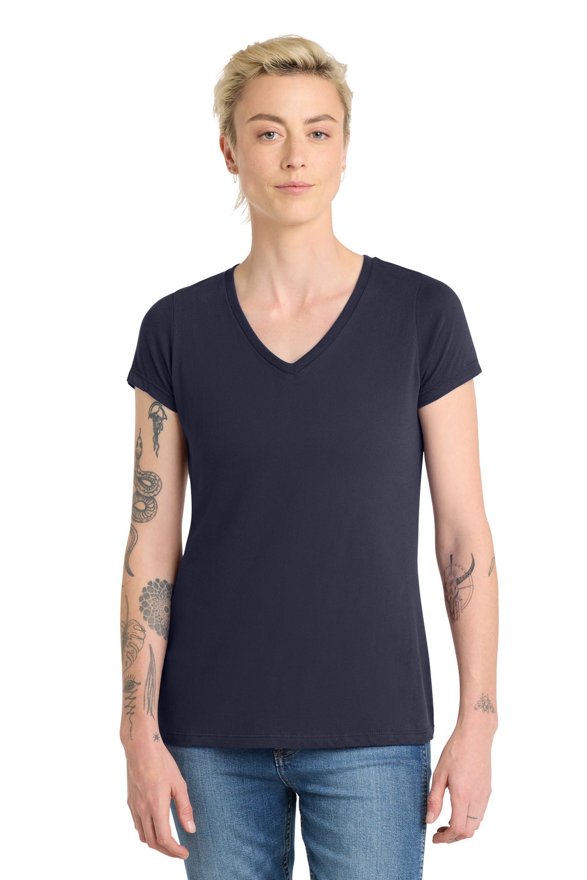 District Women's Very Important Tee V-Neck. DT6503 - New Navy - front