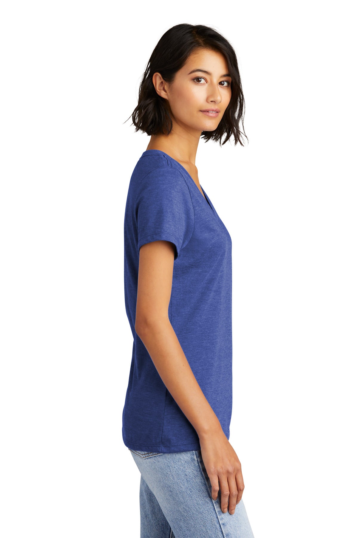 District Women's Very Important Tee V-Neck. DT6503 - Royal Frost - side