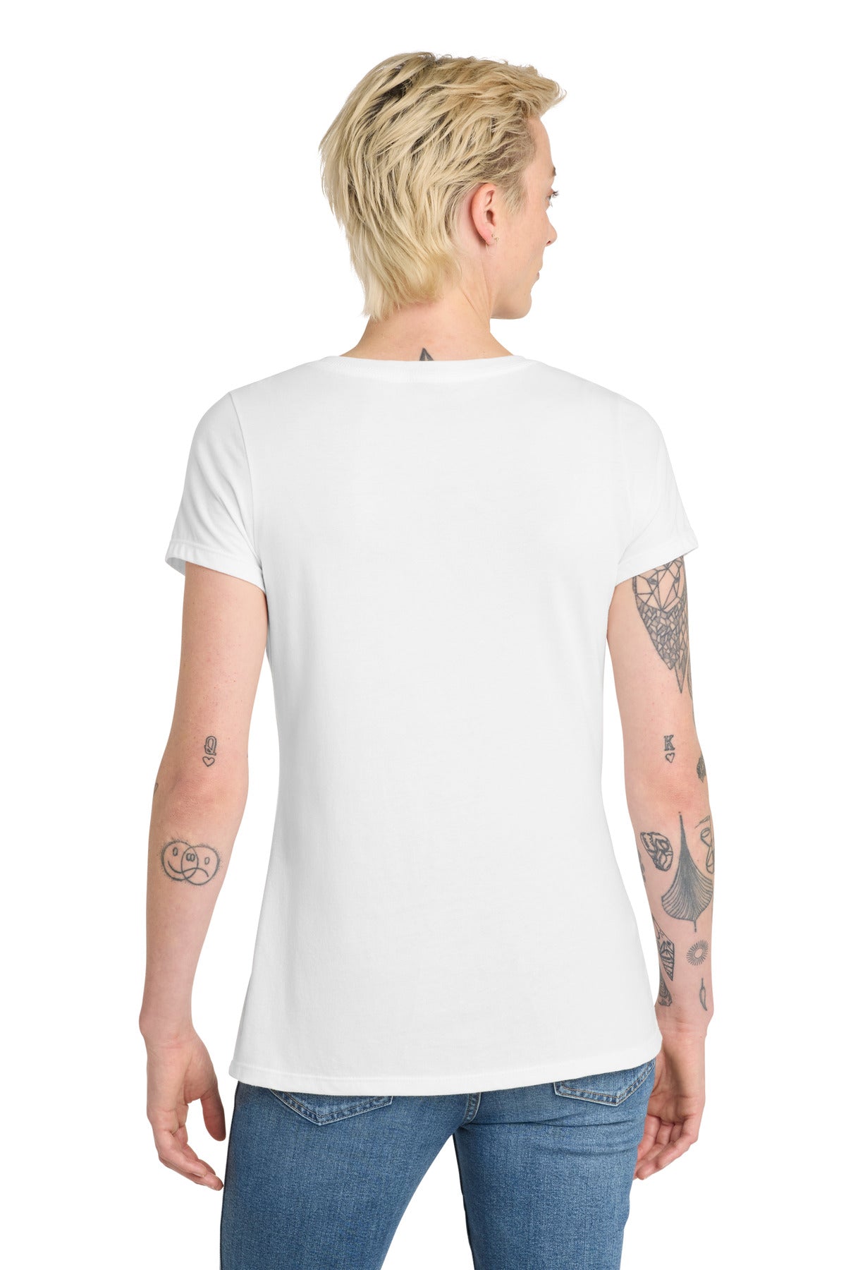 District Women's Very Important Tee V-Neck. DT6503 - White - back