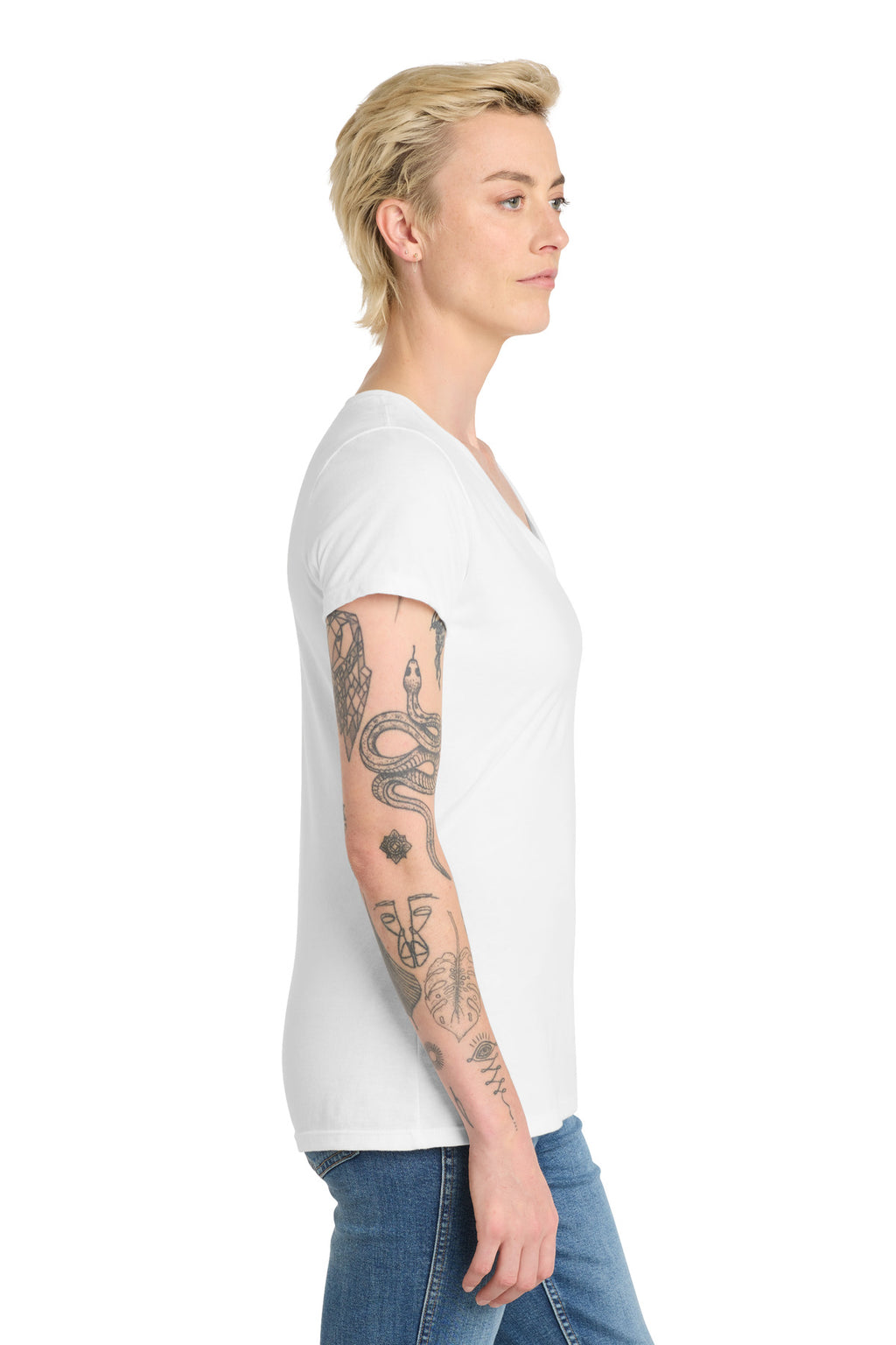District Women's Very Important Tee V-Neck. DT6503 - White - side