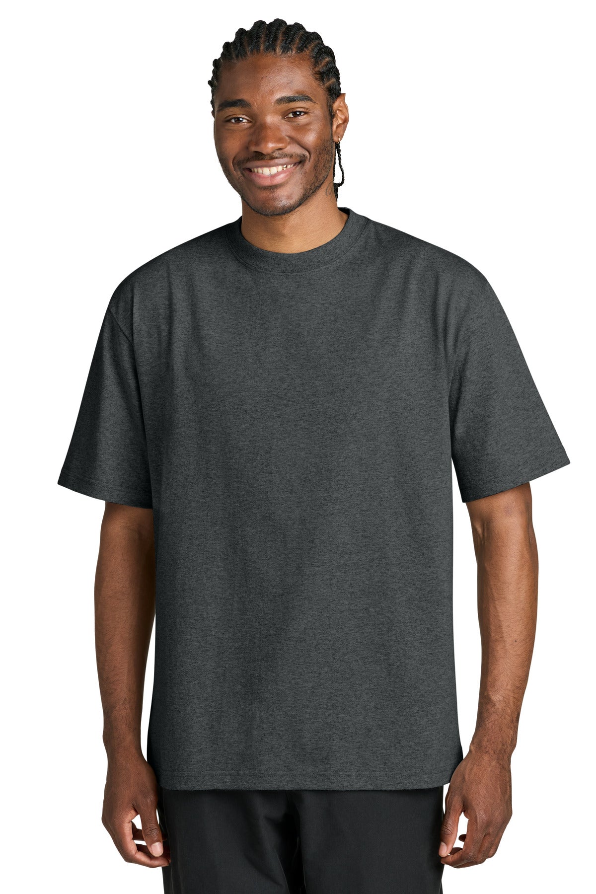 District 7-Oz. Gritty Tee DT7075 - Heathered Charcoal - front