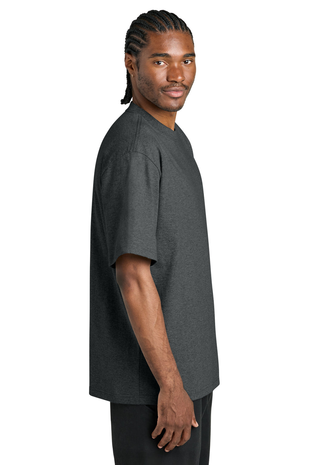 District 7-Oz. Gritty Tee DT7075 - Heathered Charcoal - side