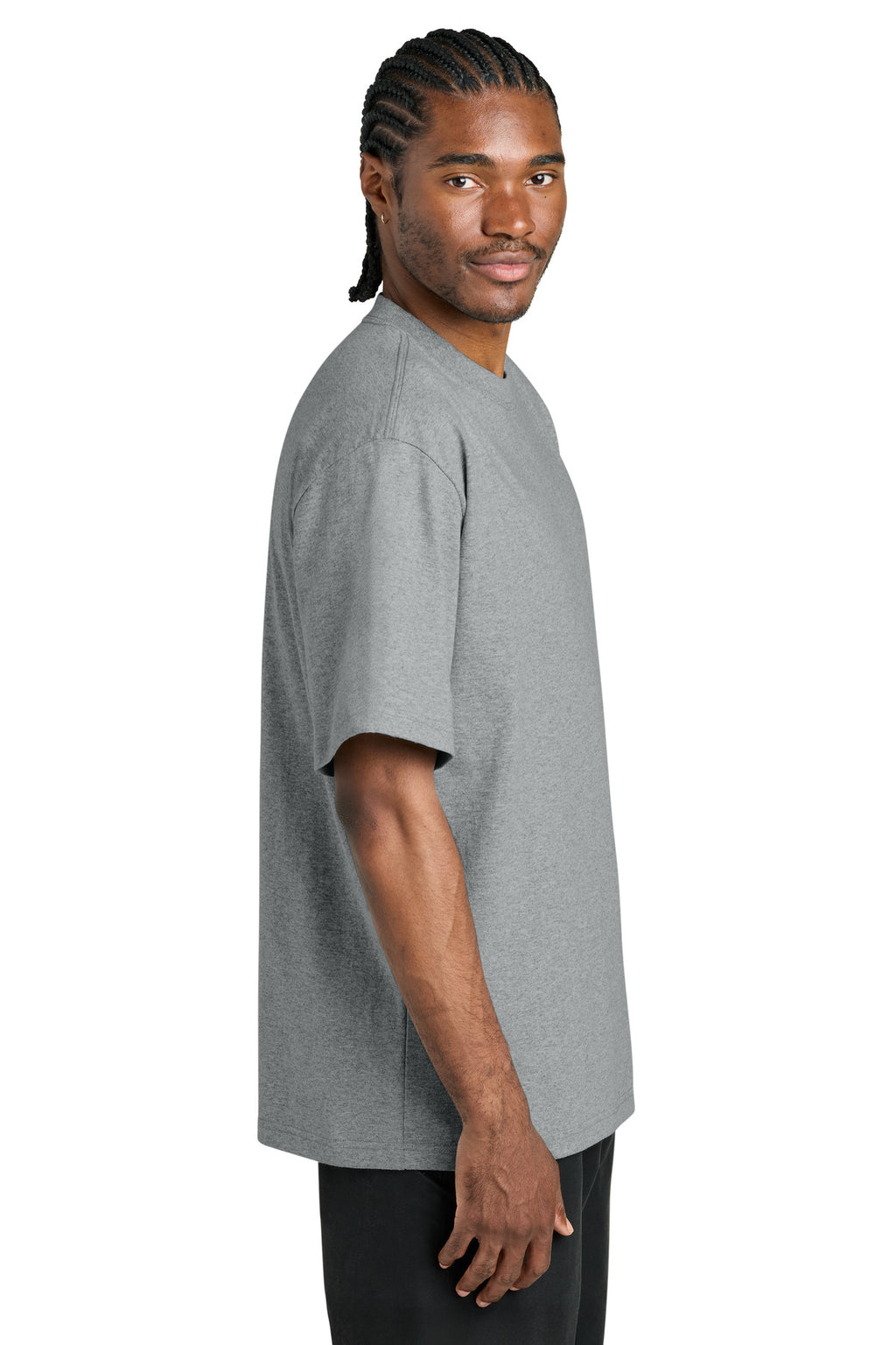 District 7-Oz. Gritty Tee DT7075 - Light Heather Grey - side