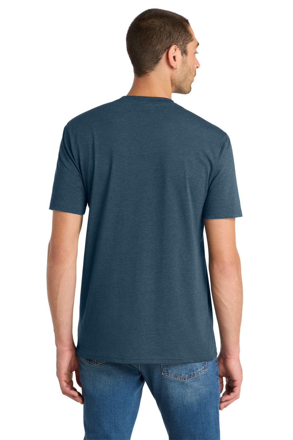 District Flex Tee DT7500 - Heathered Neptune Blue - back
