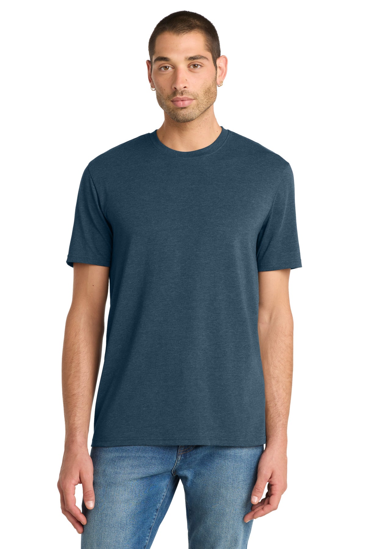 District Flex Tee DT7500 - Heathered Neptune Blue - front
