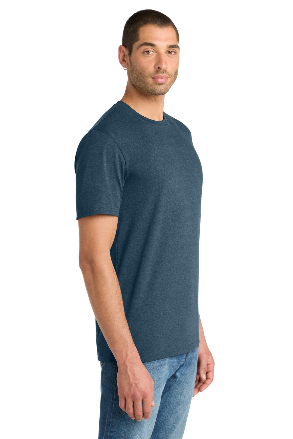 District Flex Tee DT7500 - Heathered Neptune Blue - side