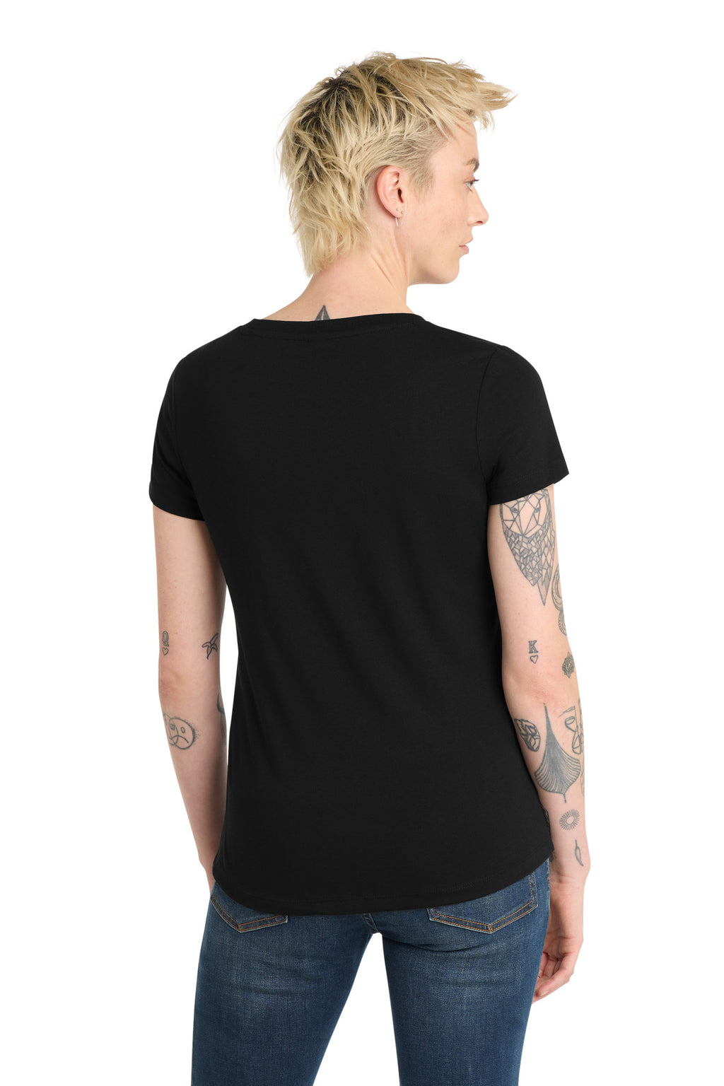 District Women's Flex Scoop Neck Tee DT7501 - Black - back